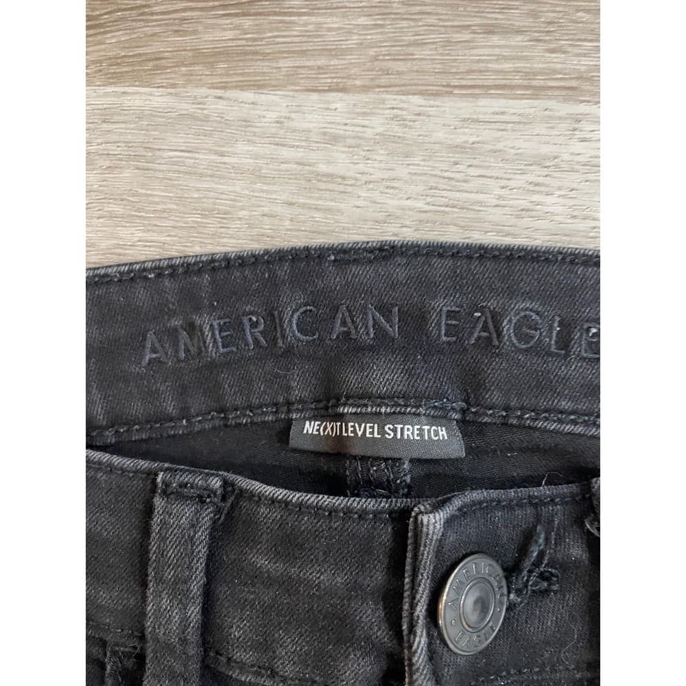 American Eagle Next Level Stretch Jeans Womens 4 Black Distressed Skinny - Thumbnail 4