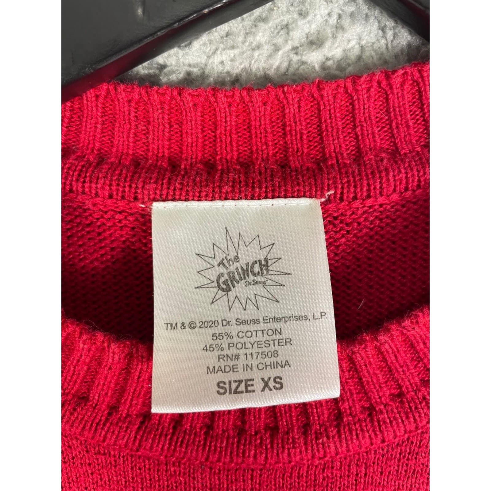 Grinch Ugly Christmas Sweater Kids XS Red Dr Seuss Holiday Knit Pullover - Thumbnail 3