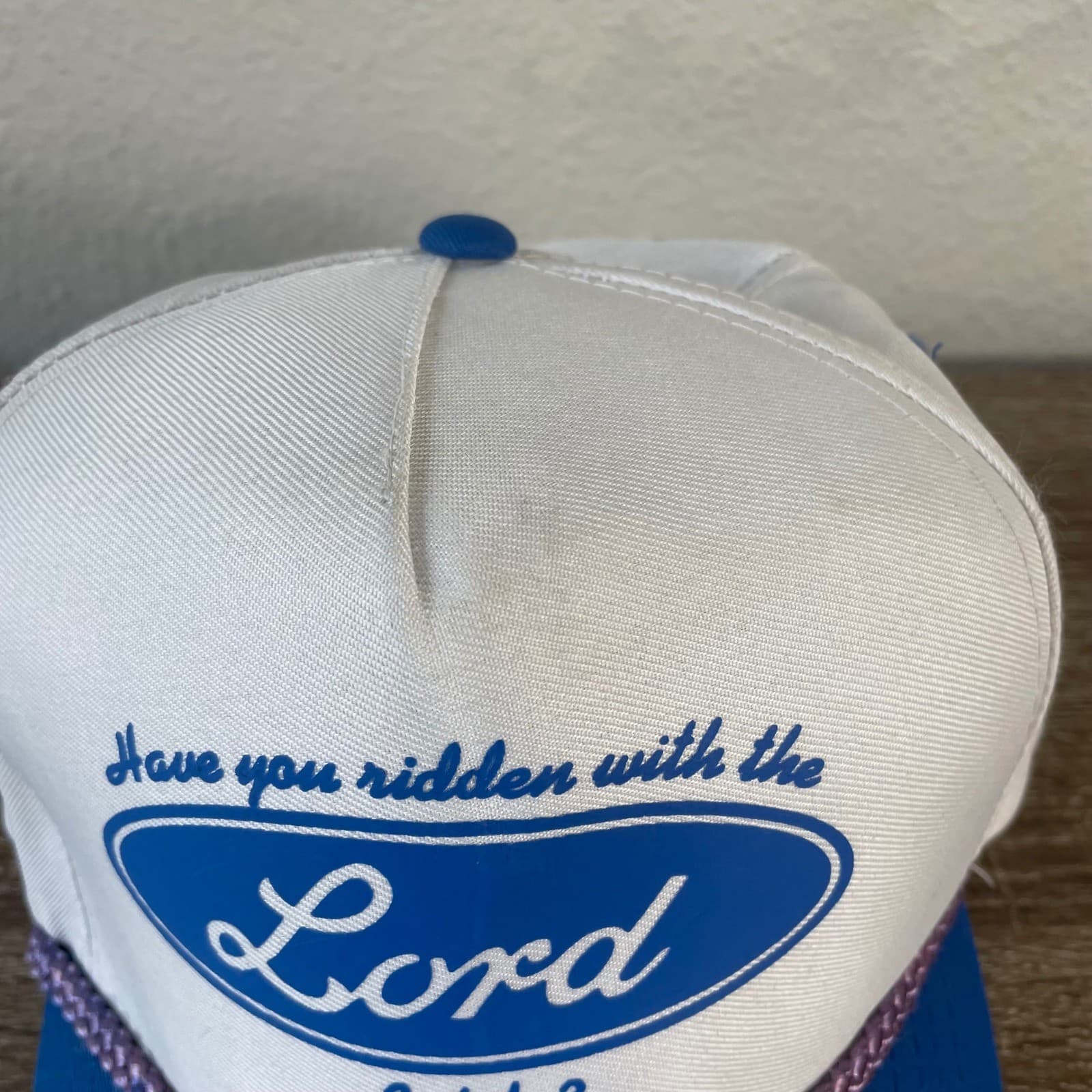 Vintage Have You Ridden With The Lord Lately Trucker Hat Blue White Snapback - Thumbnail 7