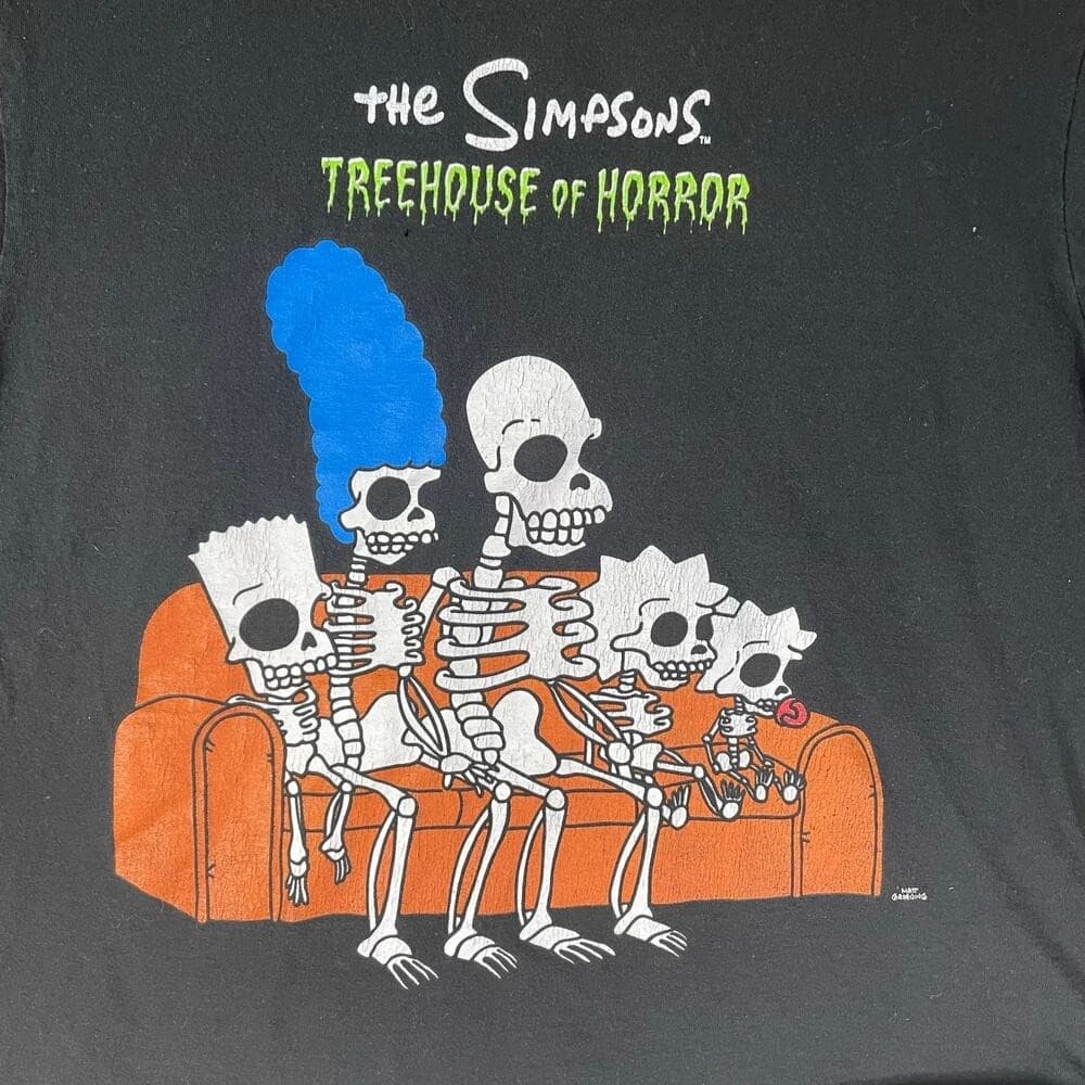 Simpsons Treehouse Horror Shirt Mens M Black Skeleton Graphic Halloween Tee - Thumbnail 7