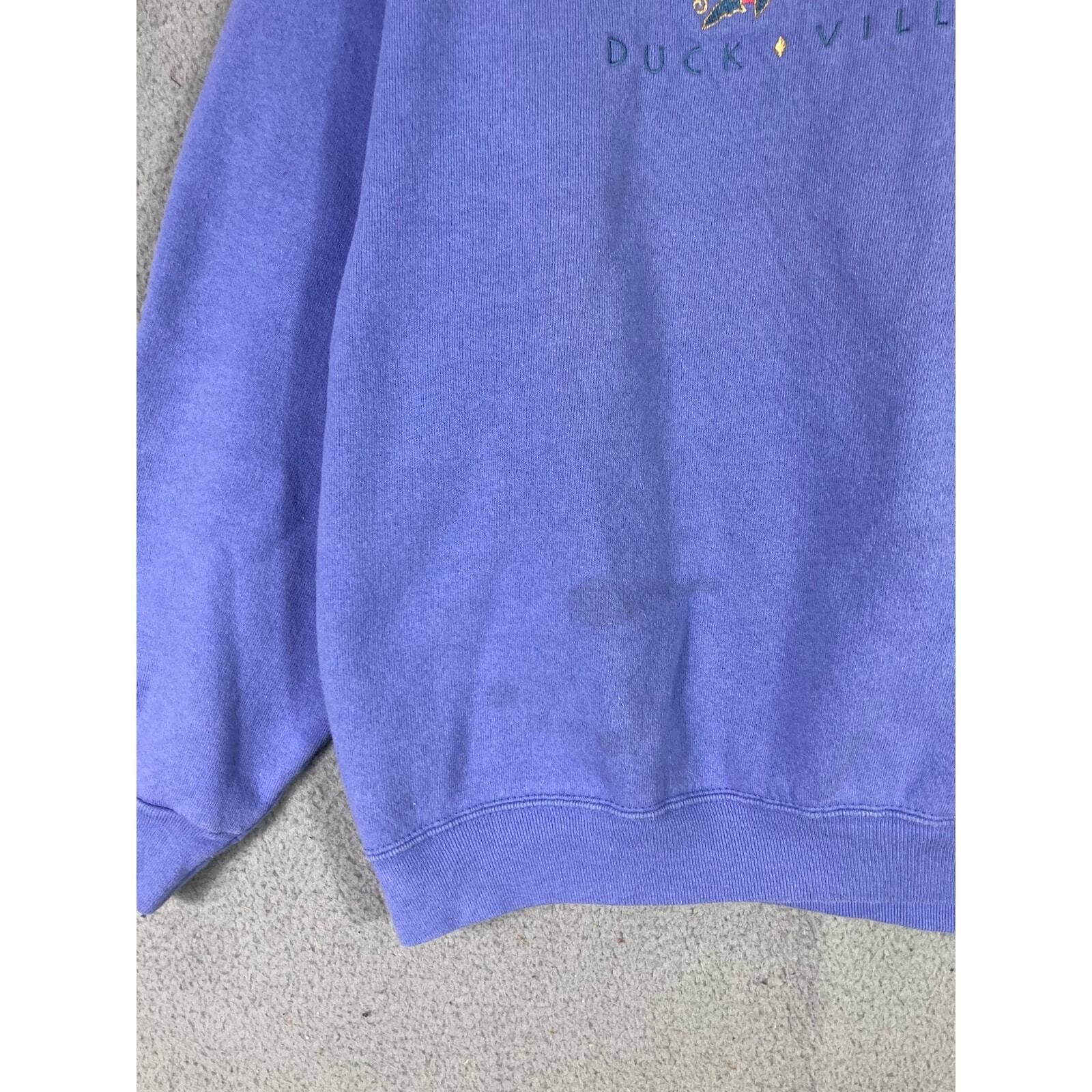 Vintage Duck Village Dolphin Sweatshirt USA Made Blue Embroidered Crewneck L - Thumbnail 8