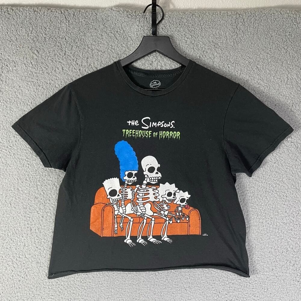 Simpsons Treehouse Horror Shirt Mens M Black Skeleton Graphic Halloween Tee - Thumbnail 2