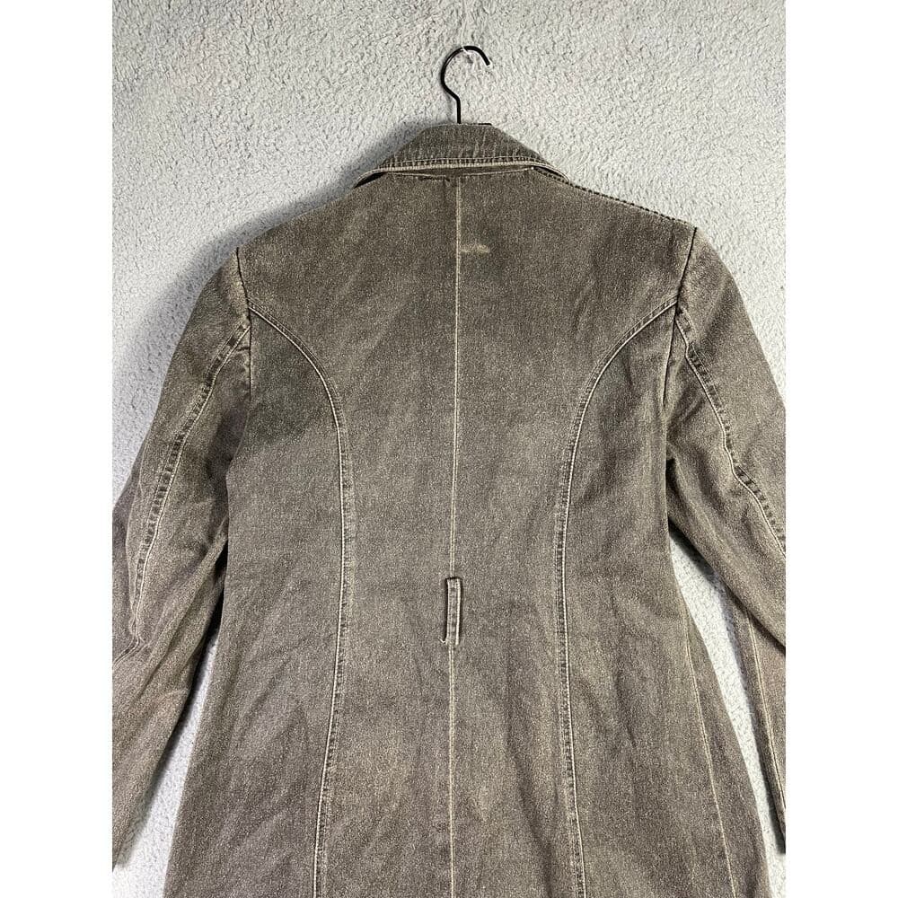 Women's XL Taupe Trench Coat Button Front Lined Long Jacket Utility Style - Thumbnail 7