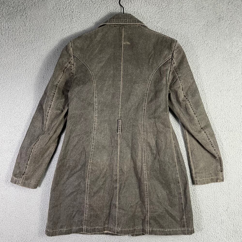 Women's XL Taupe Trench Coat Button Front Lined Long Jacket Utility Style - Thumbnail 9