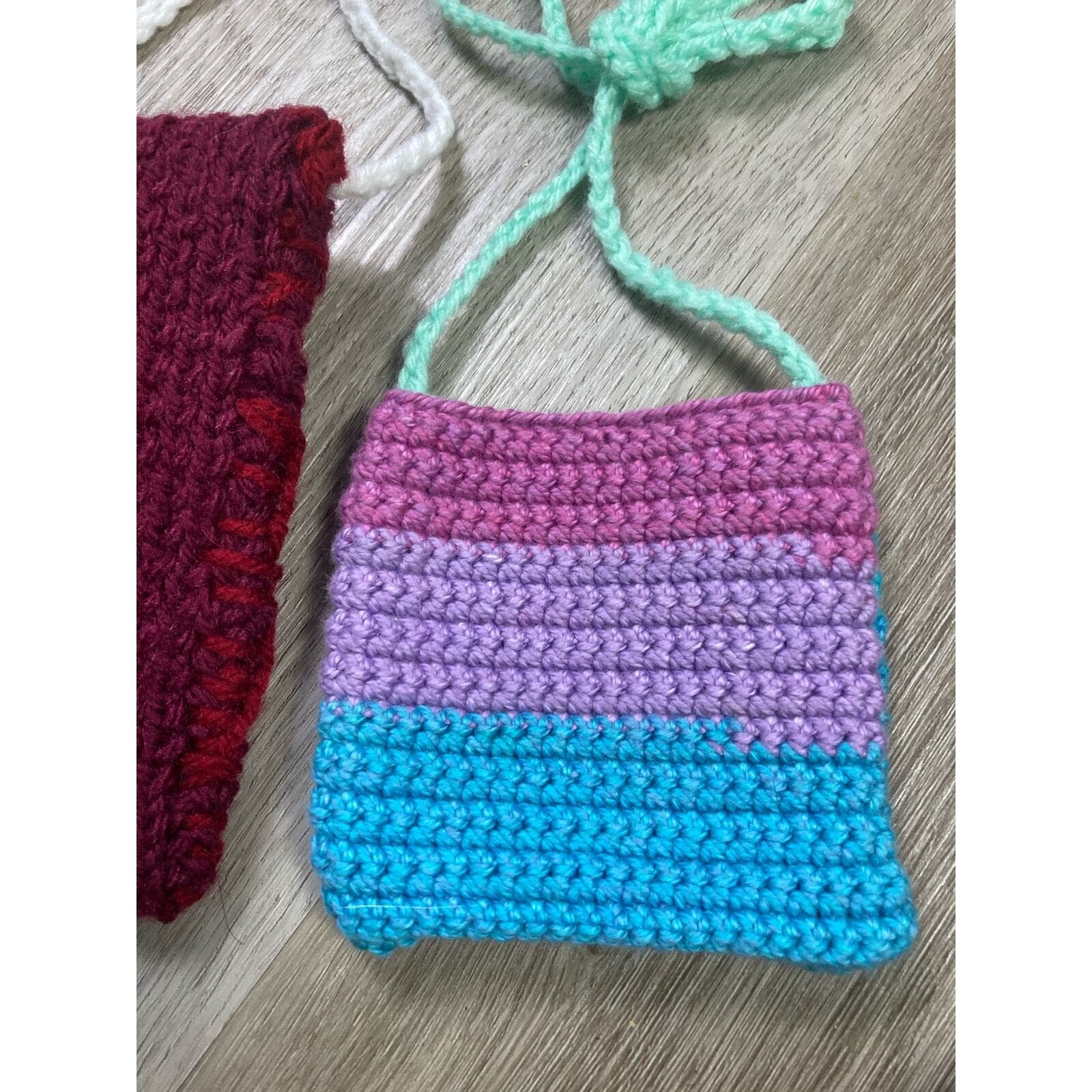 Handmade Crochet Mini Bag Set - Unbranded Multicolor Bags Pouch Lot - Thumbnail 8