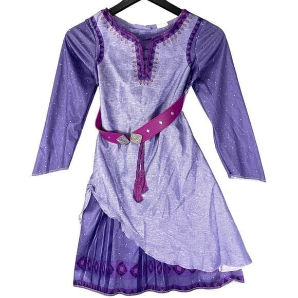 Disney Wish Asha Costume Dress Girls 4–6X Purple Belted Long Sleeve Jakks - Thumbnail 2