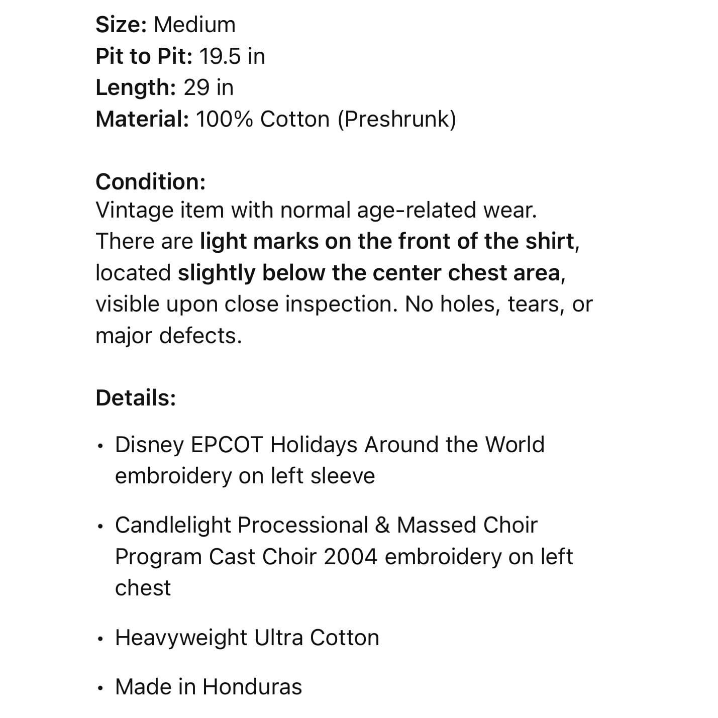 Disney EPCOT 2004 Cast Choir Polo Holidays Around World Shirt Adult M - Thumbnail 3