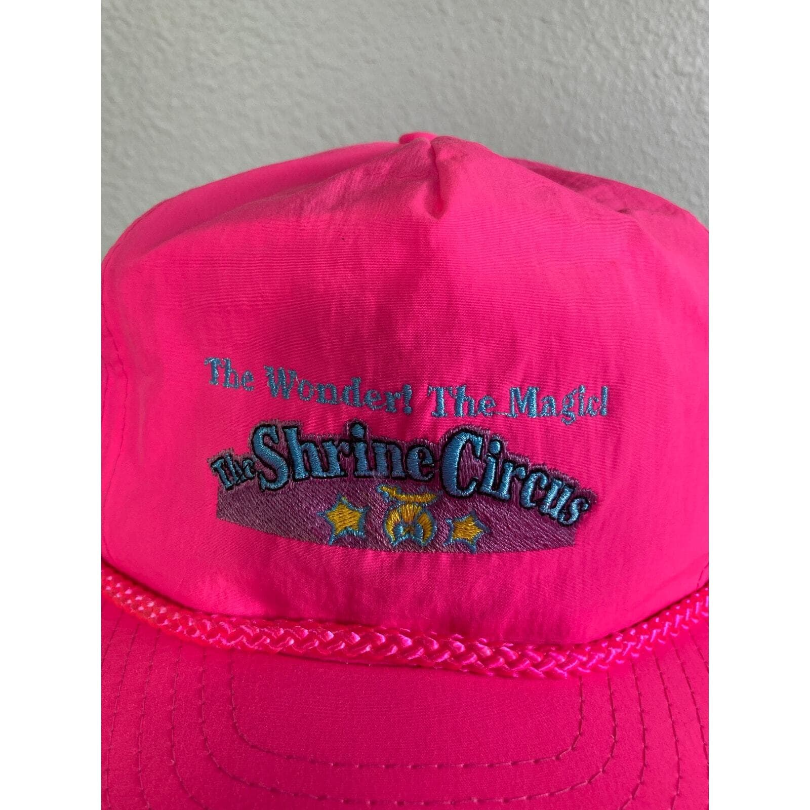 Vintage Shrine Circus Snapback Hat Neon Pink 90s Trucker Cap USA Made - Thumbnail 8
