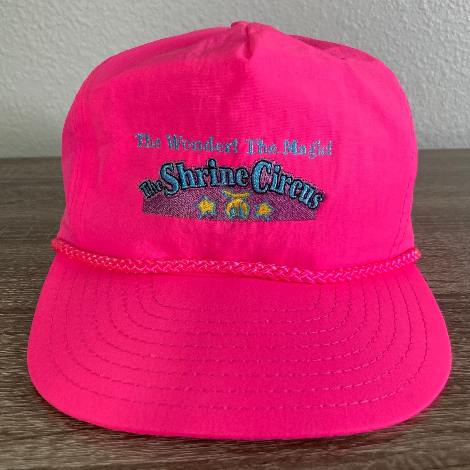 Vintage Shrine Circus Snapback Hat Neon Pink 90s Trucker Cap USA Made - Thumbnail 2