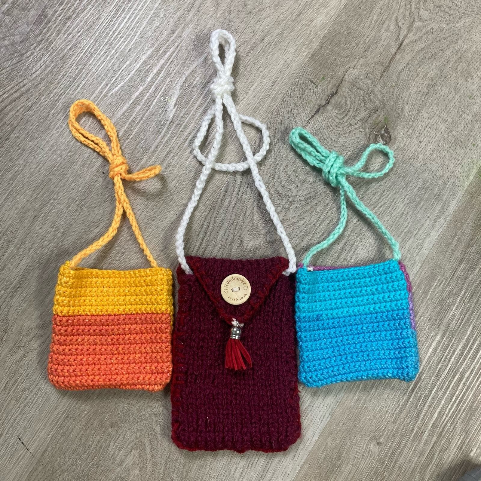 Handmade Crochet Mini Bag Set - Unbranded Multicolor Bags Pouch Lot - Thumbnail 11