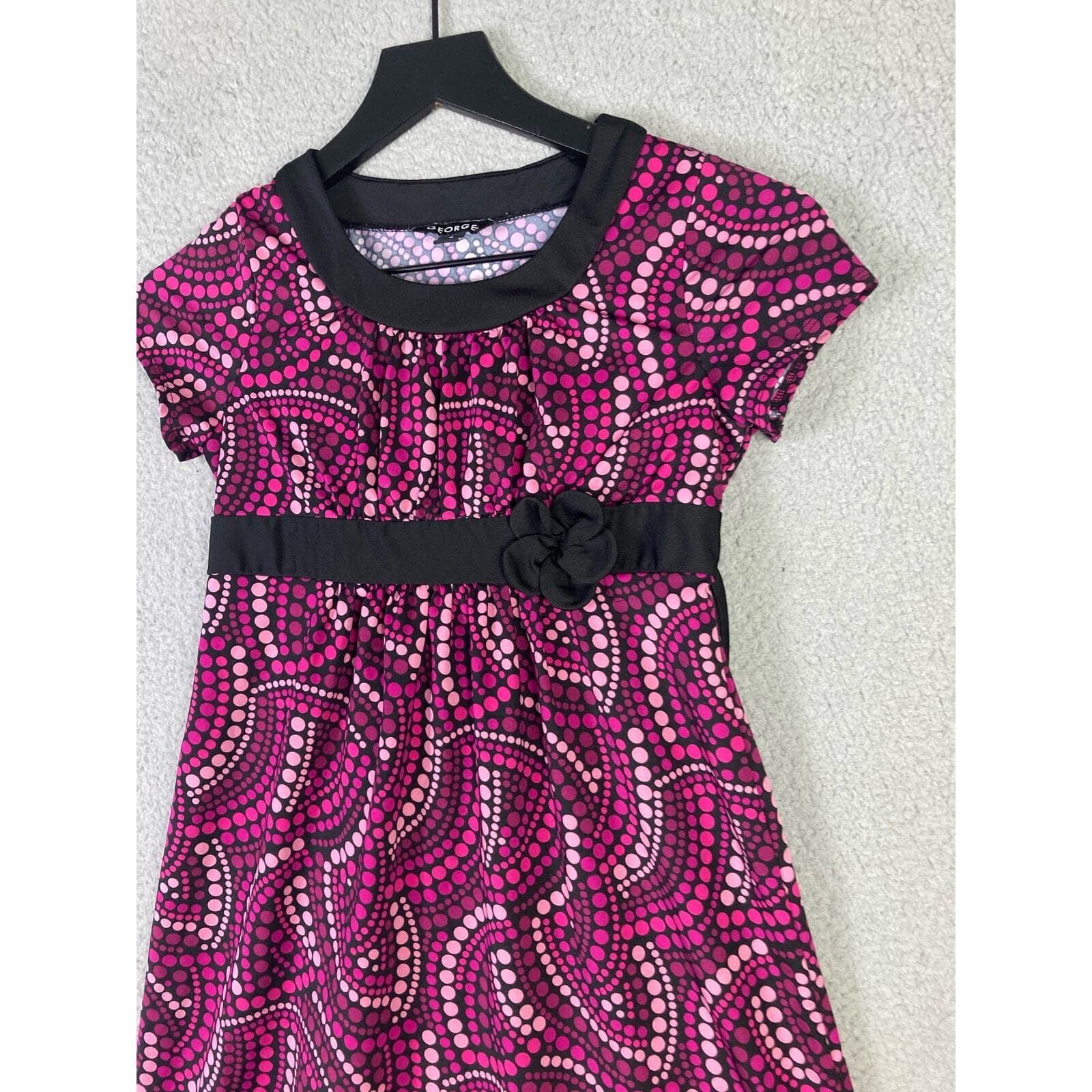 George Girls Size 10 Pink & Black Abstract Geometric Party Dress - Thumbnail 7