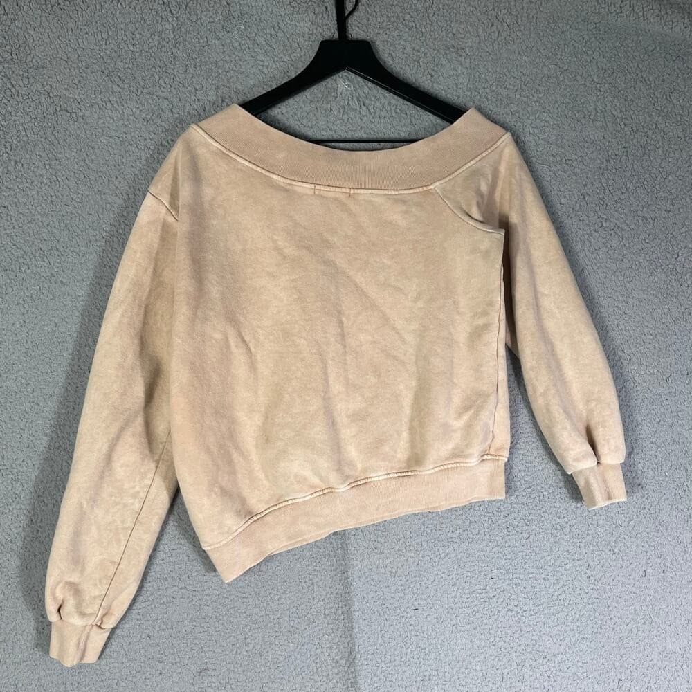 Womens Taupe Fuzzy Sweater Small Off Shoulder Cozy Plush JLUXLABEL - Thumbnail 6