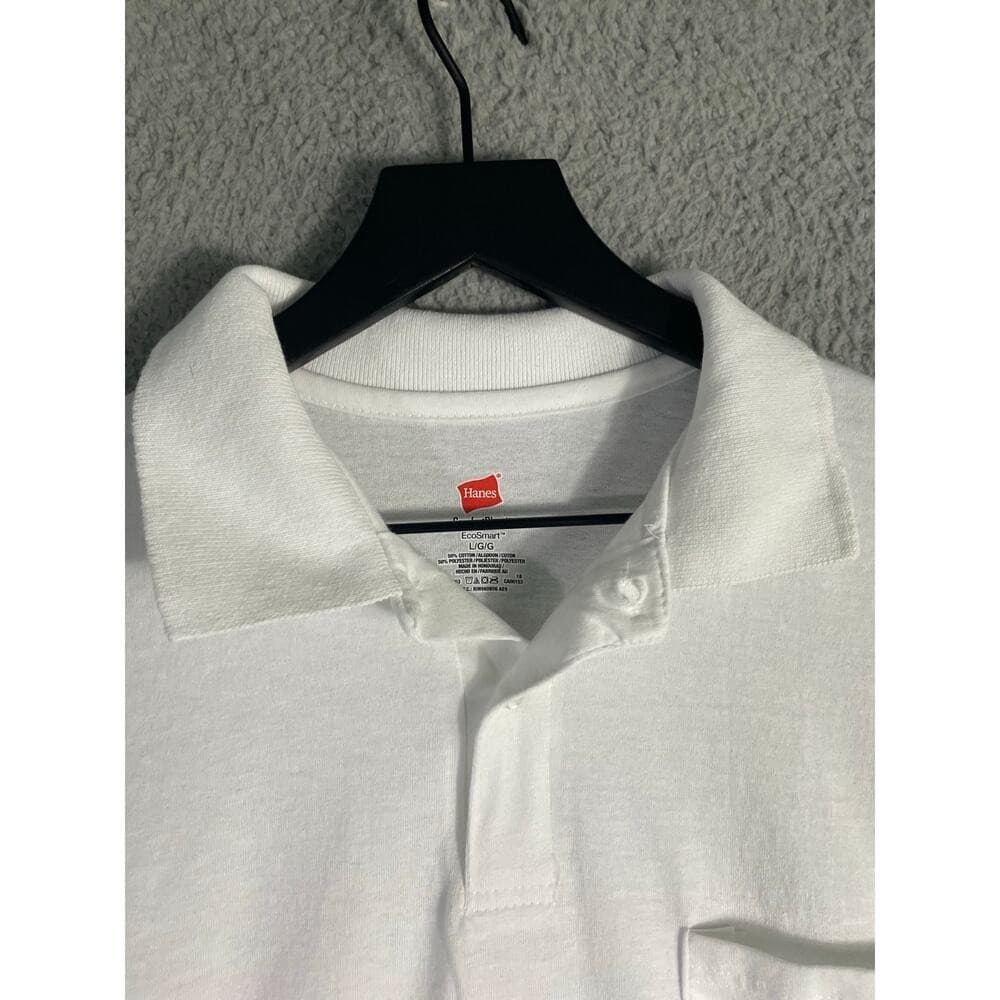 Hanes ComfortBlend White Polo Shirt 2-Pack Men's Large Cotton EcoSmart - Thumbnail 5