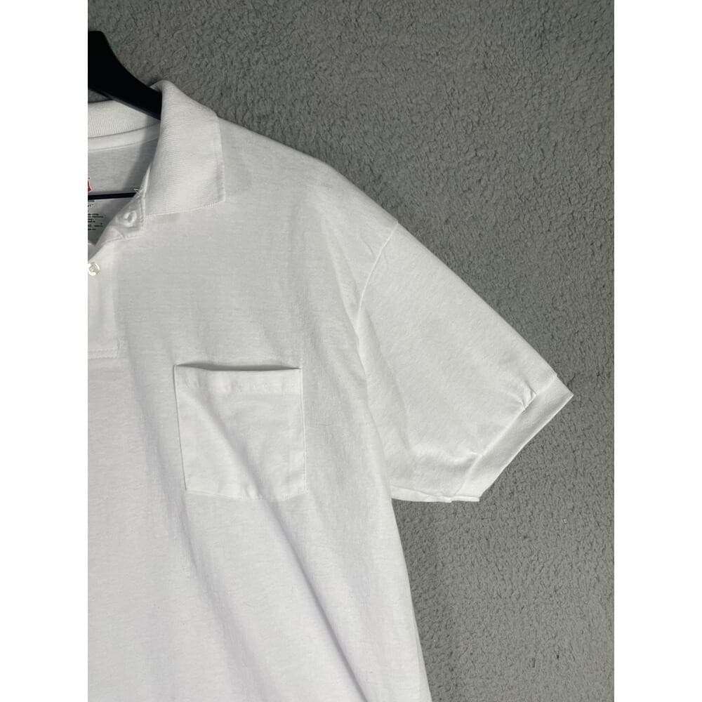 Hanes ComfortBlend White Polo Shirt 2-Pack Men's Large Cotton EcoSmart - Thumbnail 7