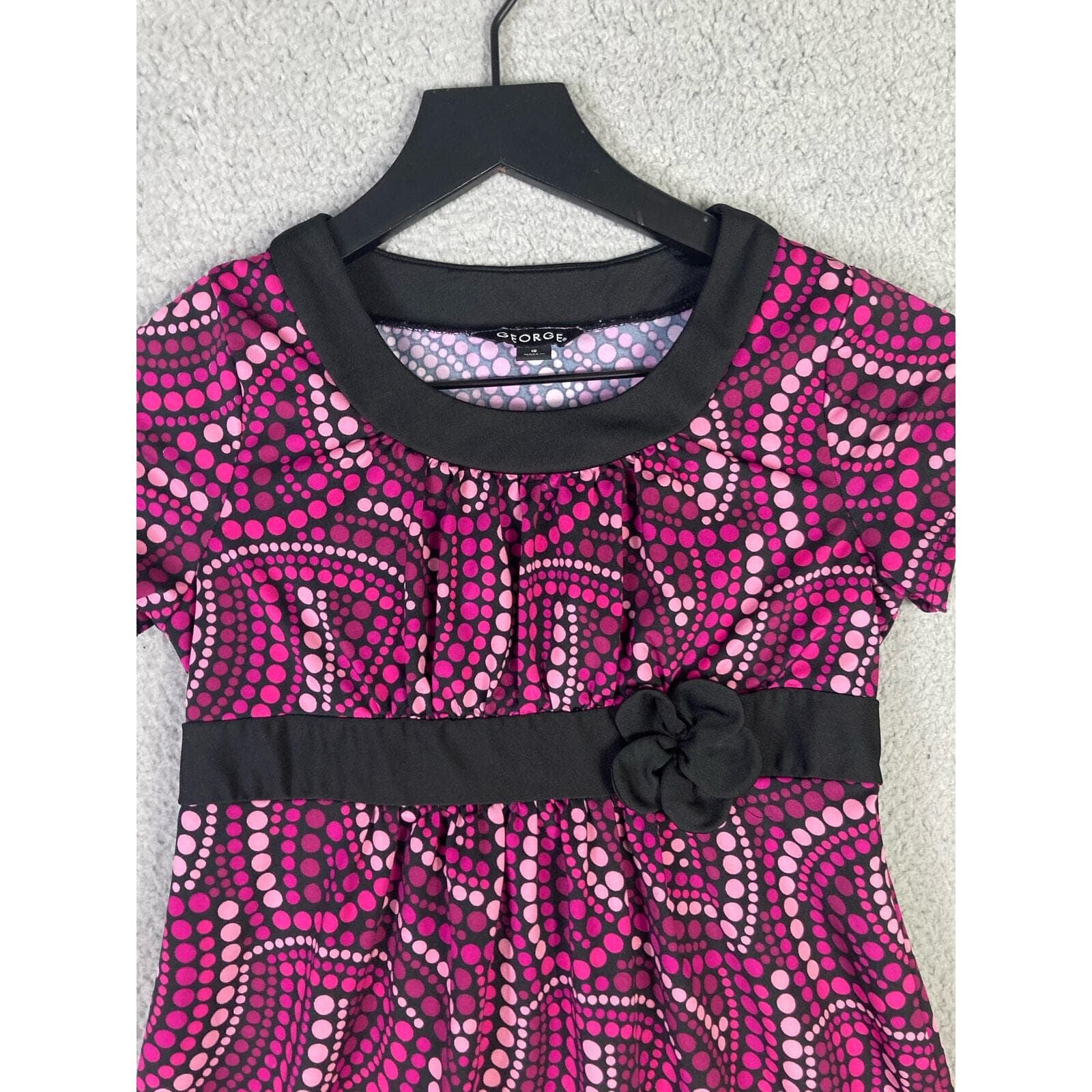 George Girls Size 10 Pink & Black Abstract Geometric Party Dress - Thumbnail 5