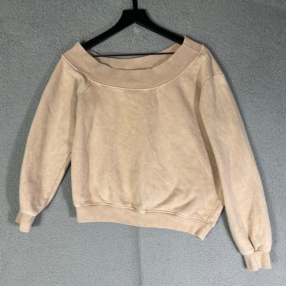Womens Taupe Fuzzy Sweater Small Off Shoulder Cozy Plush JLUXLABEL - Thumbnail 3