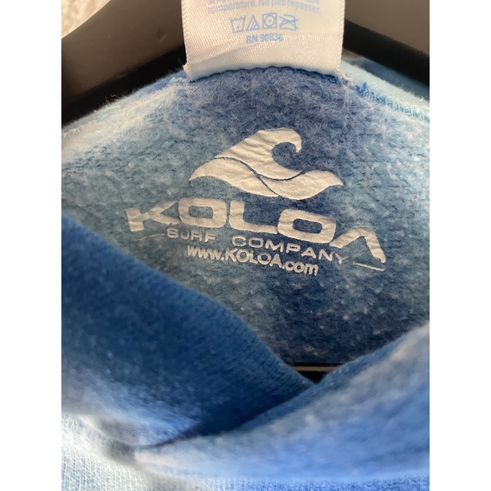 Tie Dye Hoodie Mens S Blue Surf Beach Graphic Pullover Sweatshirt Koloa - Thumbnail 7
