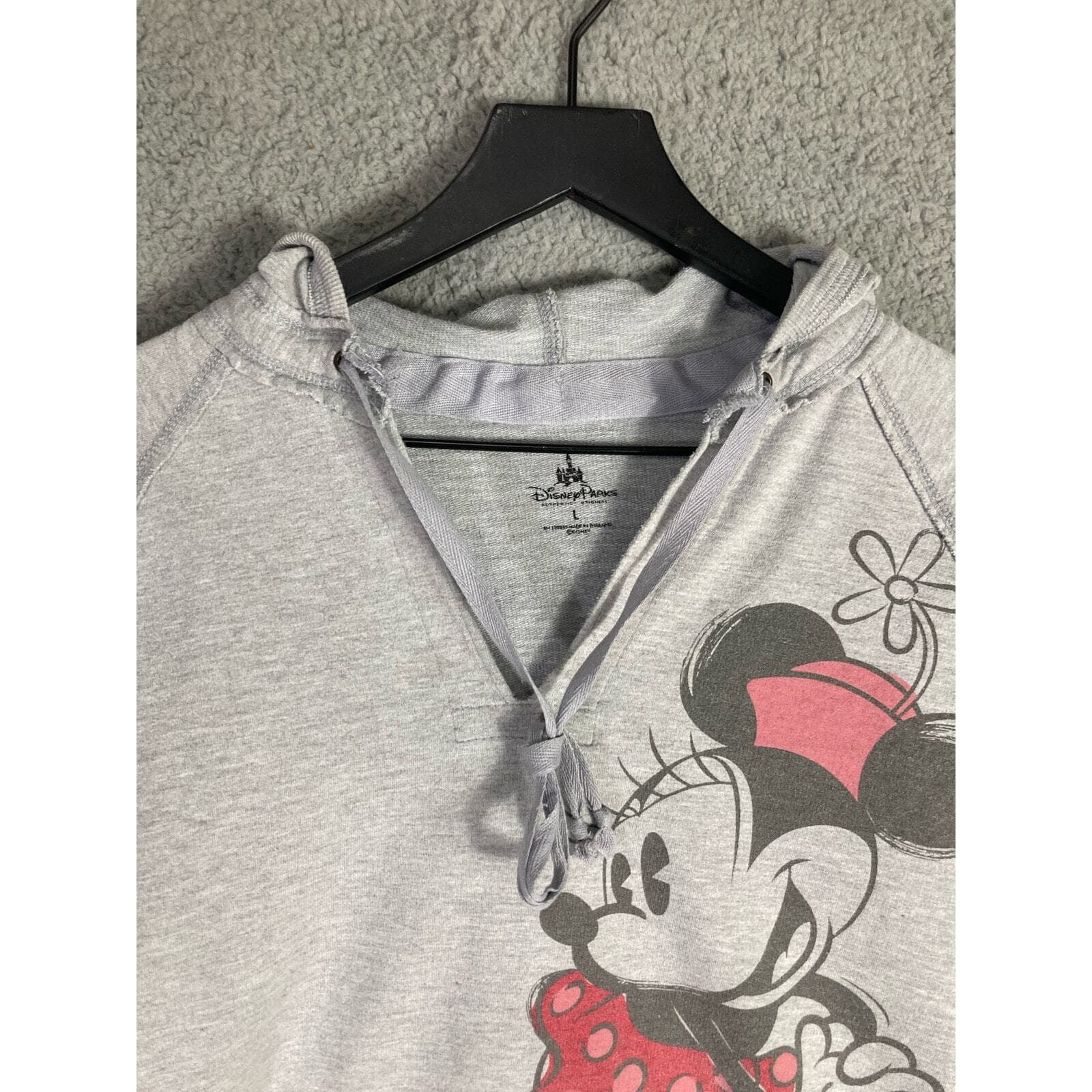 Disney Parks Minnie Mouse Women's Gray Hoodie Cropped Sweatshirt Size L - Thumbnail 5