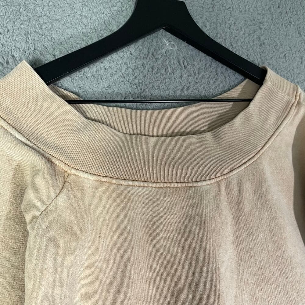 Womens Taupe Fuzzy Sweater Small Off Shoulder Cozy Plush JLUXLABEL - Thumbnail 4