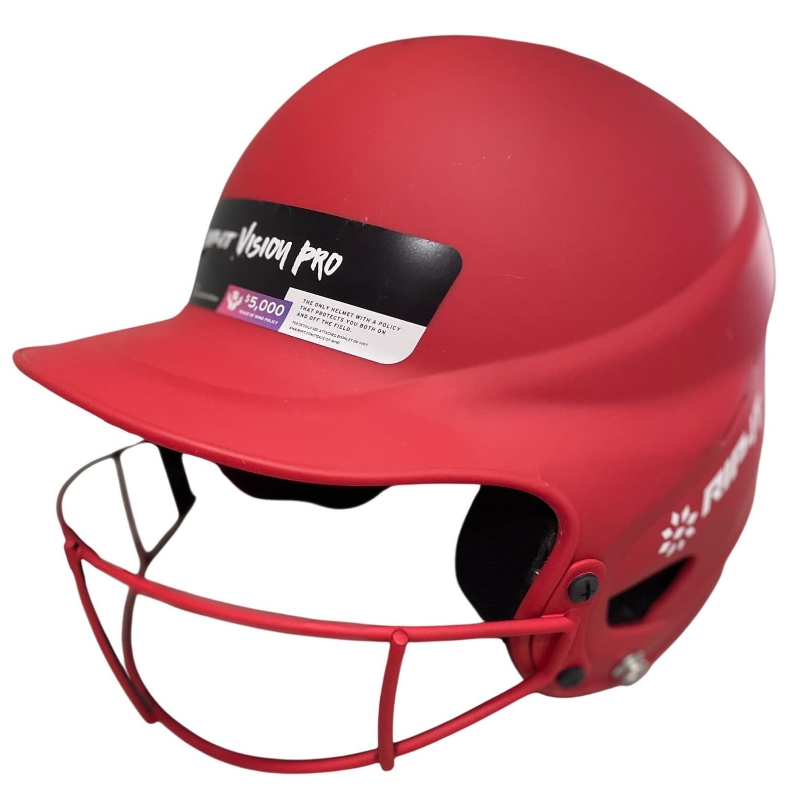 Rip-It Vision Pro Matte Softball Batting Helmet with Mask Scarlet Red S/M - Thumbnail 2