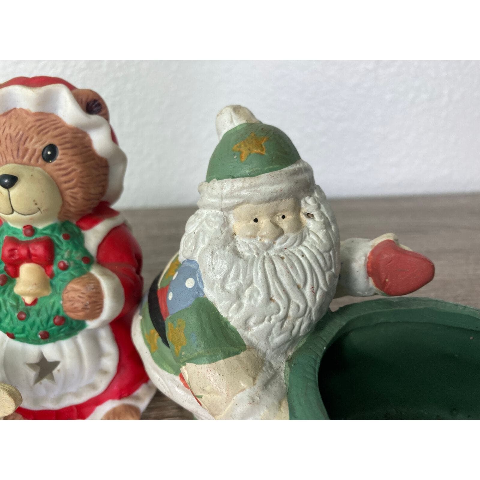Vintage Christmas Figurine Set Santa & Mrs. Claus Bear Decor Figurines Ornament - Thumbnail 5