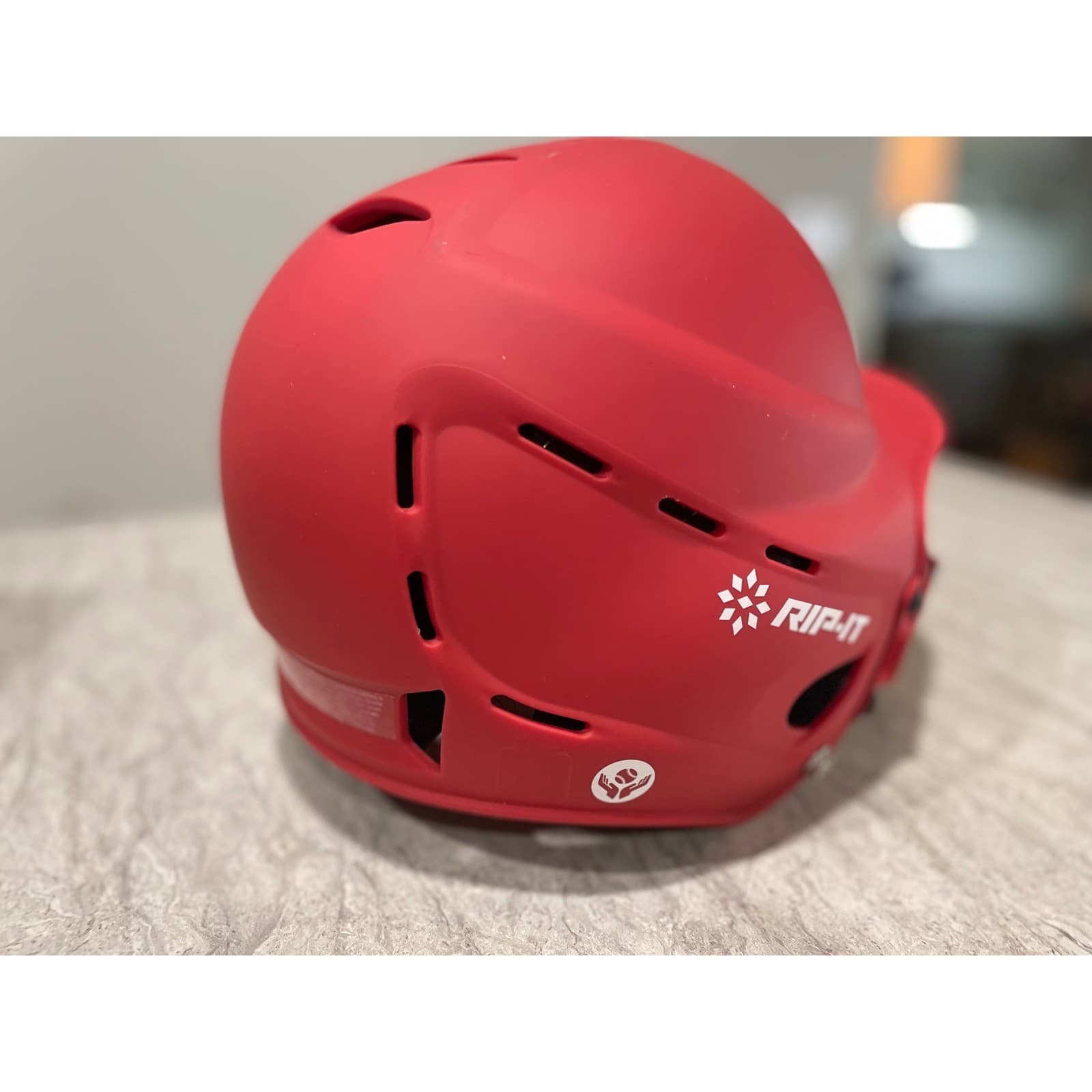 Rip-It Vision Pro Matte Softball Batting Helmet with Mask Scarlet Red S/M - Thumbnail 8