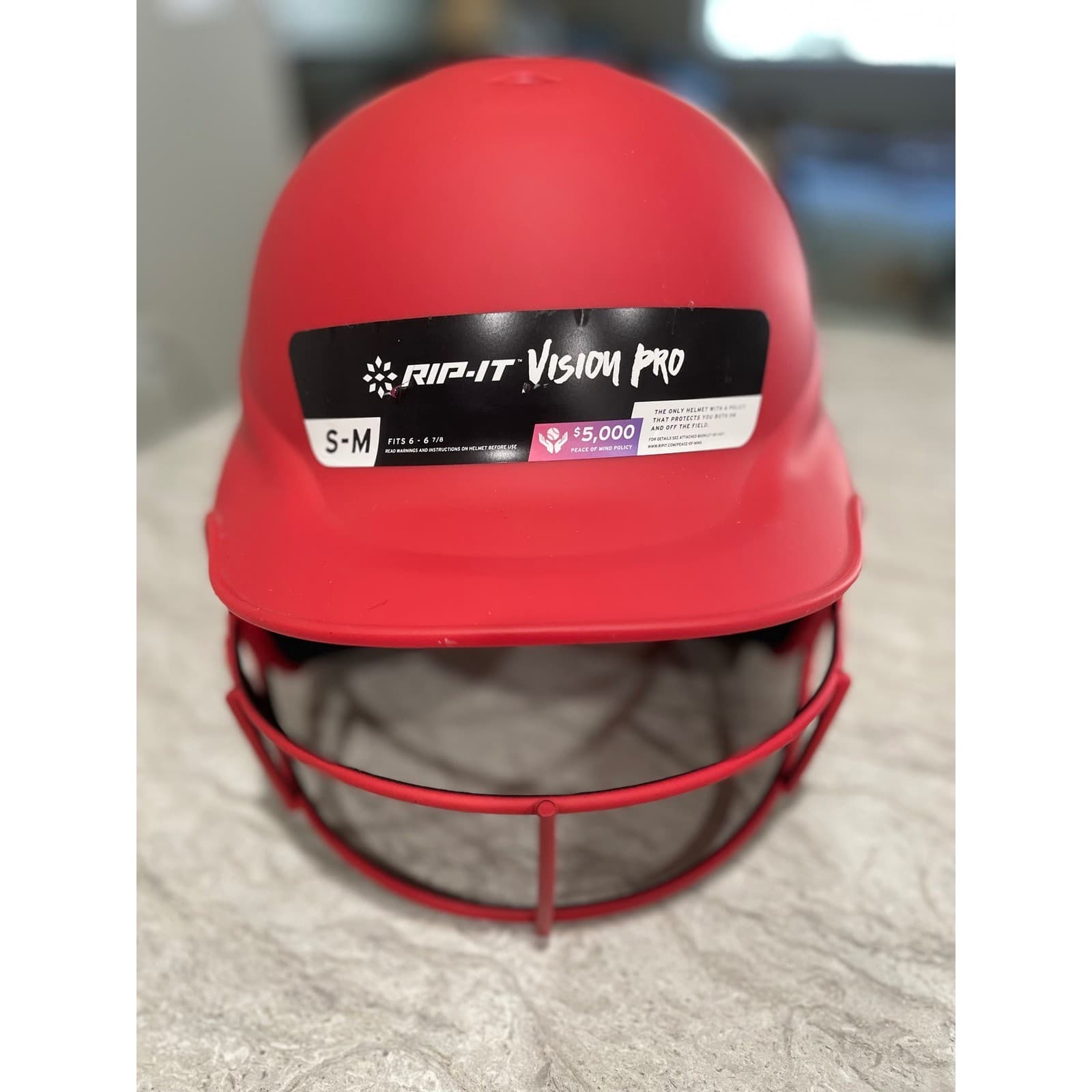 Rip-It Vision Pro Matte Softball Batting Helmet with Mask Scarlet Red S/M - Thumbnail 6