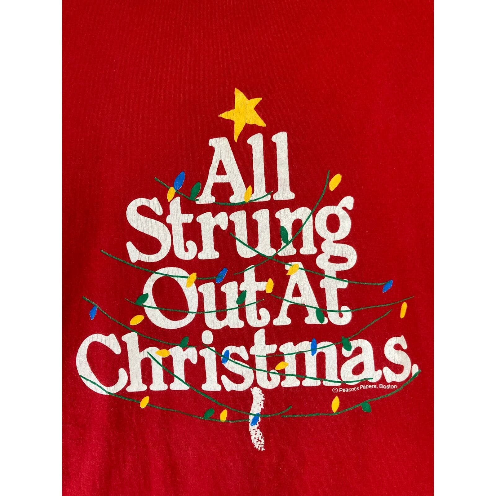 Vintage 90s Christmas Graphic T-Shirt Red Unisex XL All Strung Out - Thumbnail 5