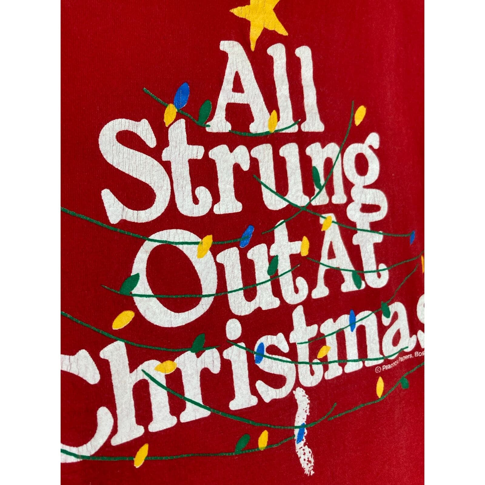 Vintage 90s Christmas Graphic T-Shirt Red Unisex XL All Strung Out - Thumbnail 7