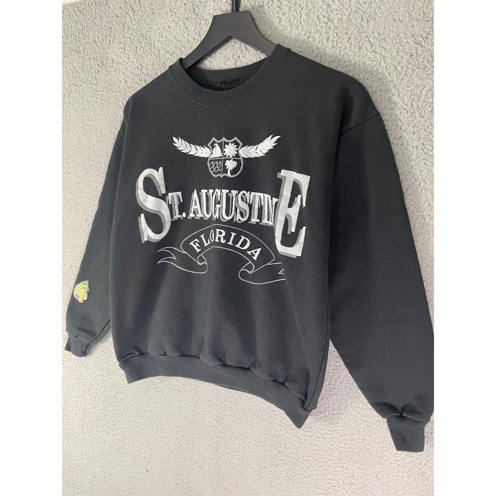 Vintage St Augustine Florida Sweatshirt Womens XS Black Cropped Tourist 90s - Thumbnail 5