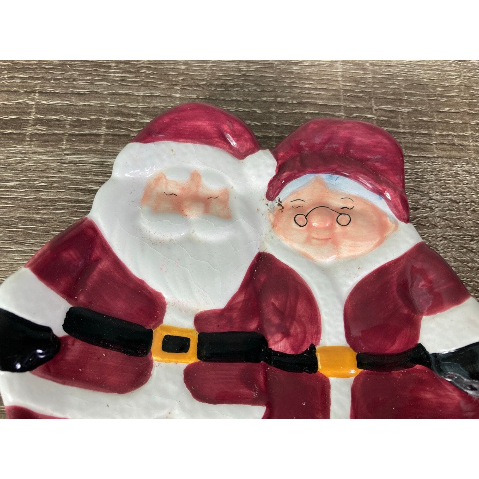 Santa & Mrs. Claus Holiday Platter Multicolor Ceramic Centerpiece - Thumbnail 4