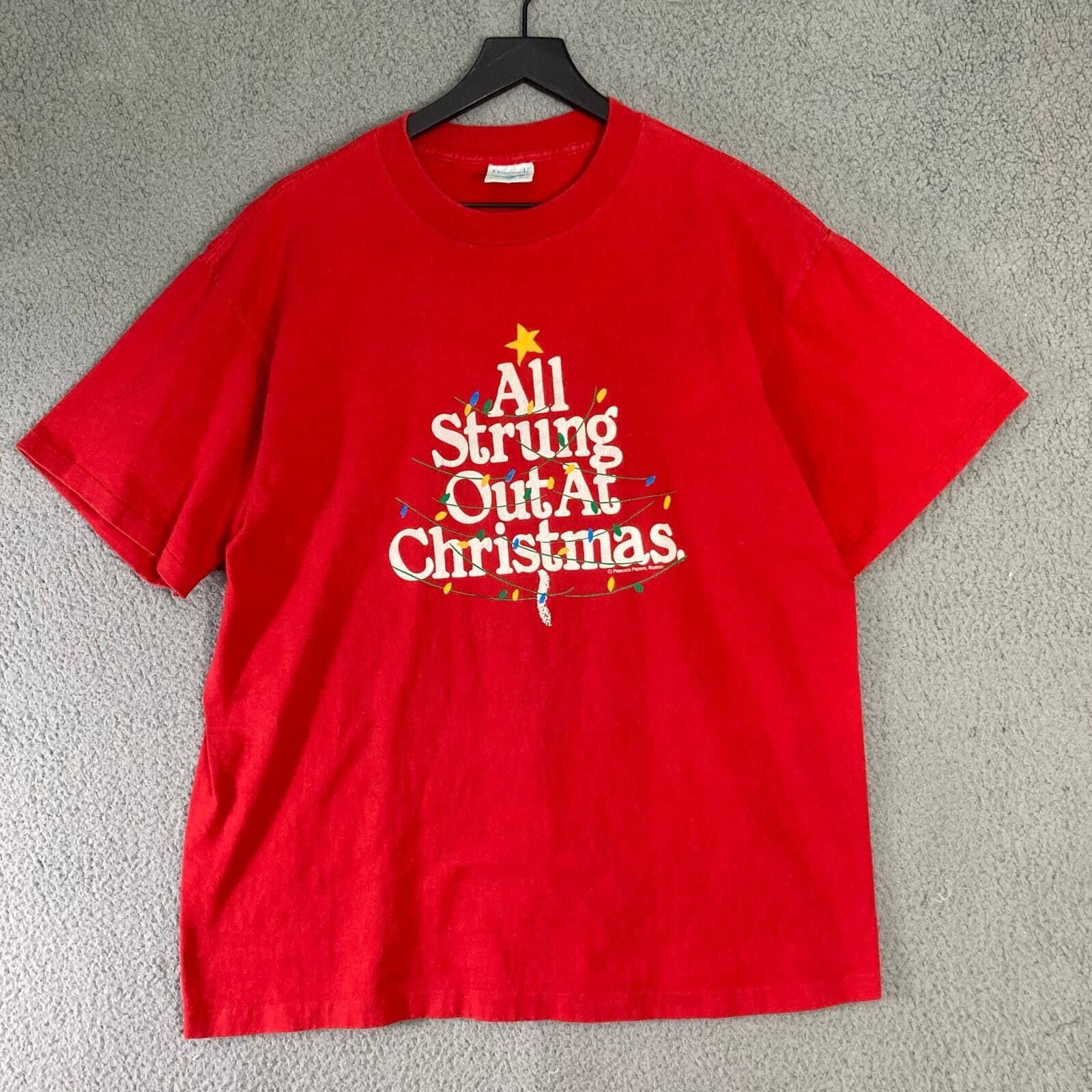 Vintage 90s Christmas Graphic T-Shirt Red Unisex XL All Strung Out - Thumbnail 9