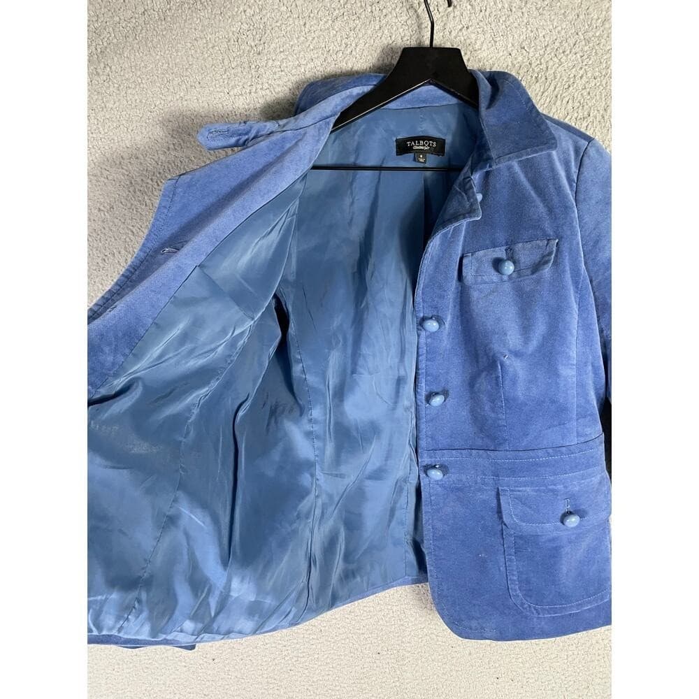 Talbots Womens Blue Corduroy Utility Jacket Mock Neck Button Front Size 8 - Thumbnail 12
