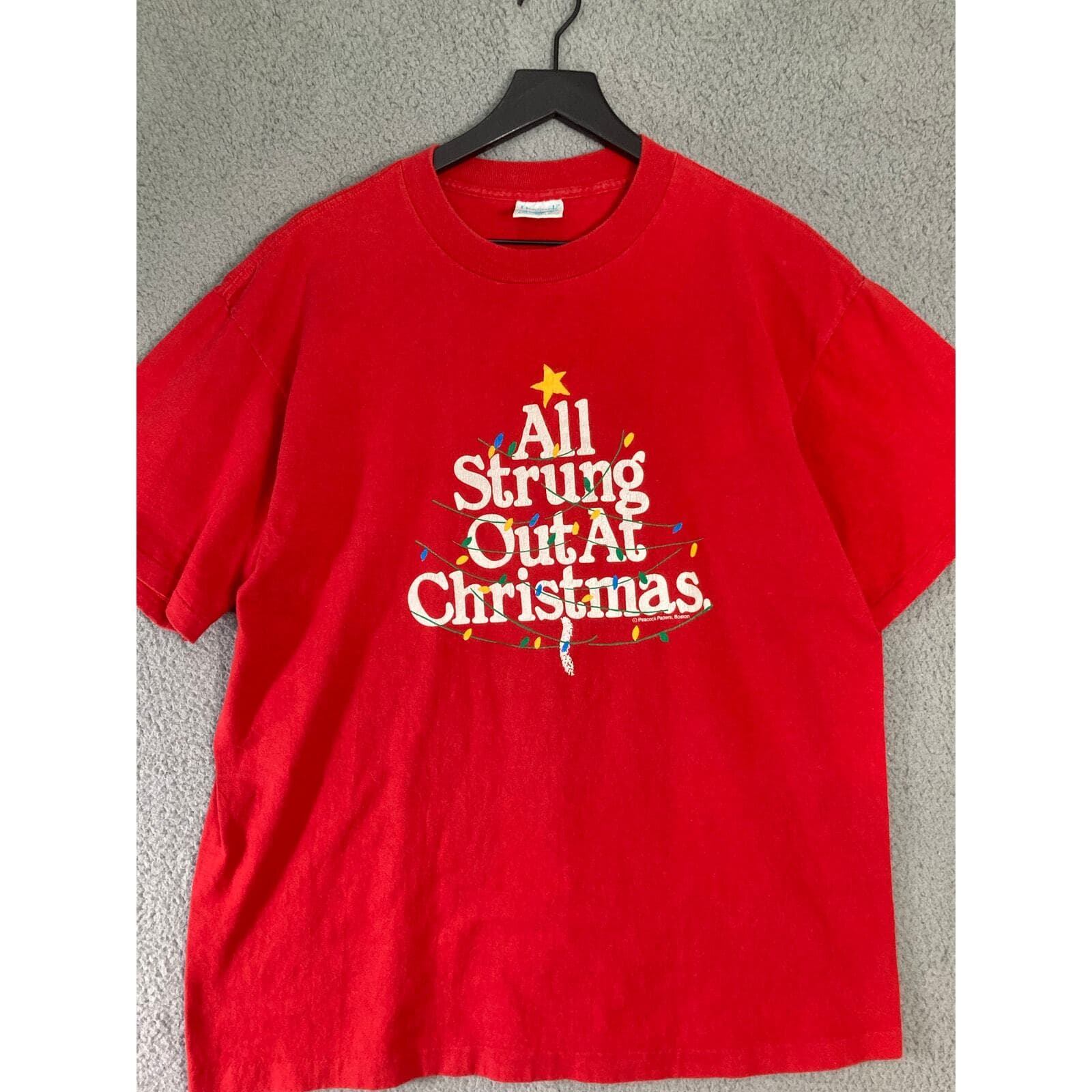 Vintage 90s Christmas Graphic T-Shirt Red Unisex XL All Strung Out - Thumbnail 6