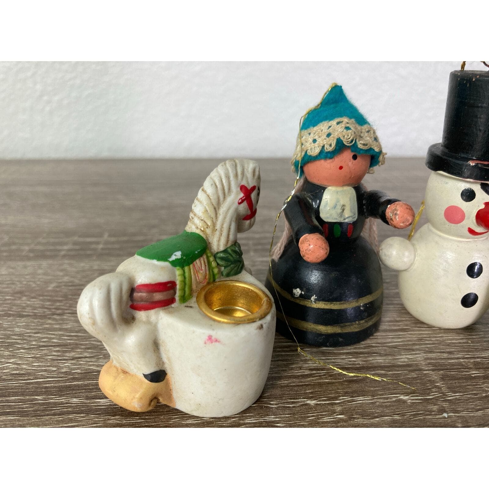 Vintage Christmas Figurine Set Hand-Painted Intricate Designs - Thumbnail 2