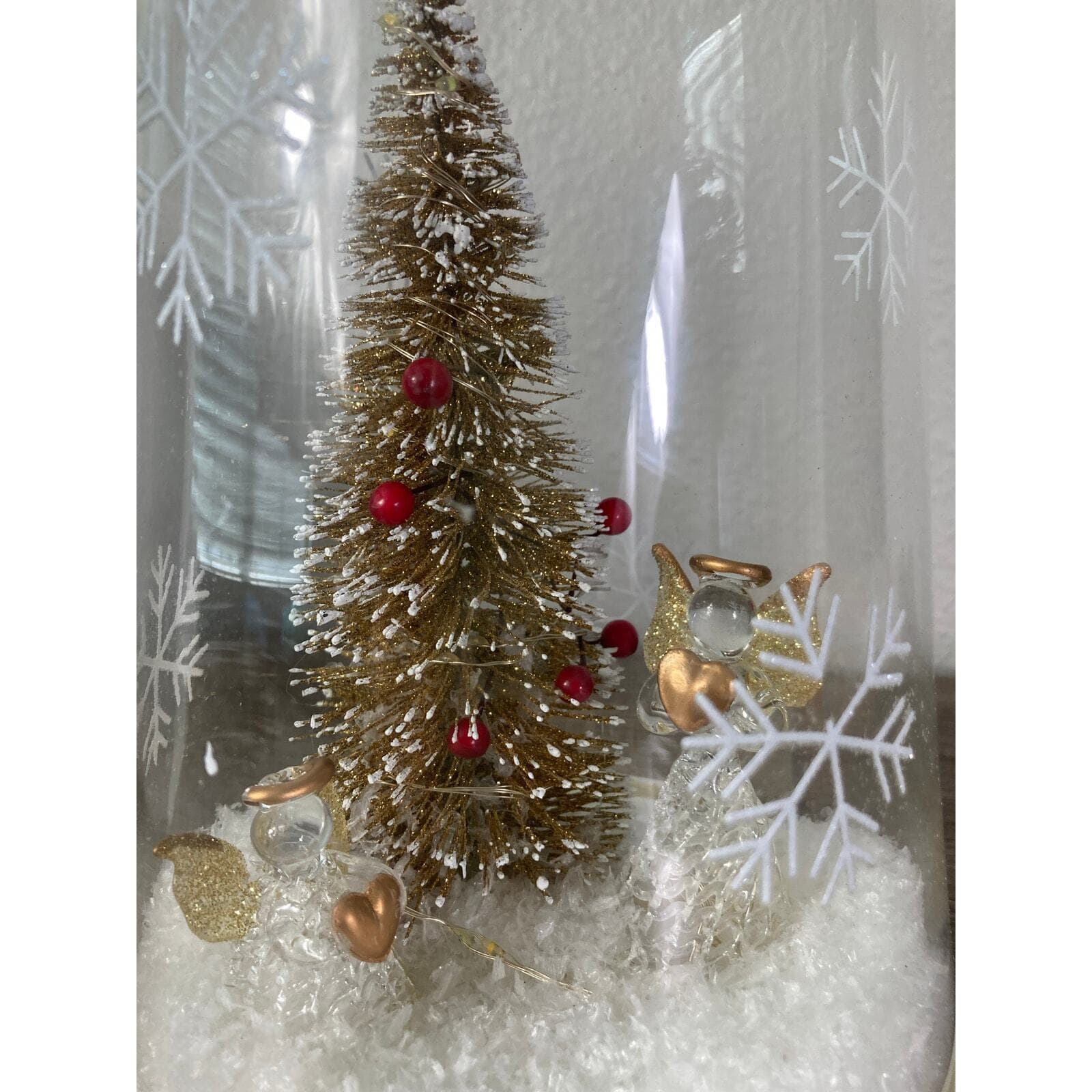 Home LED Glass Dome Christmas Tree Centerpiece Decoration 10" Electronic - Thumbnail 7