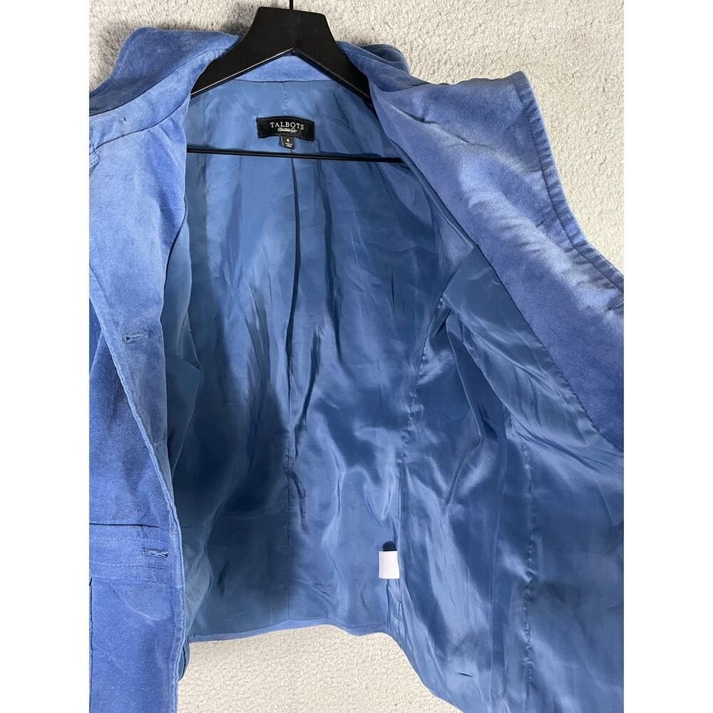 Talbots Womens Blue Corduroy Utility Jacket Mock Neck Button Front Size 8 - Thumbnail 8