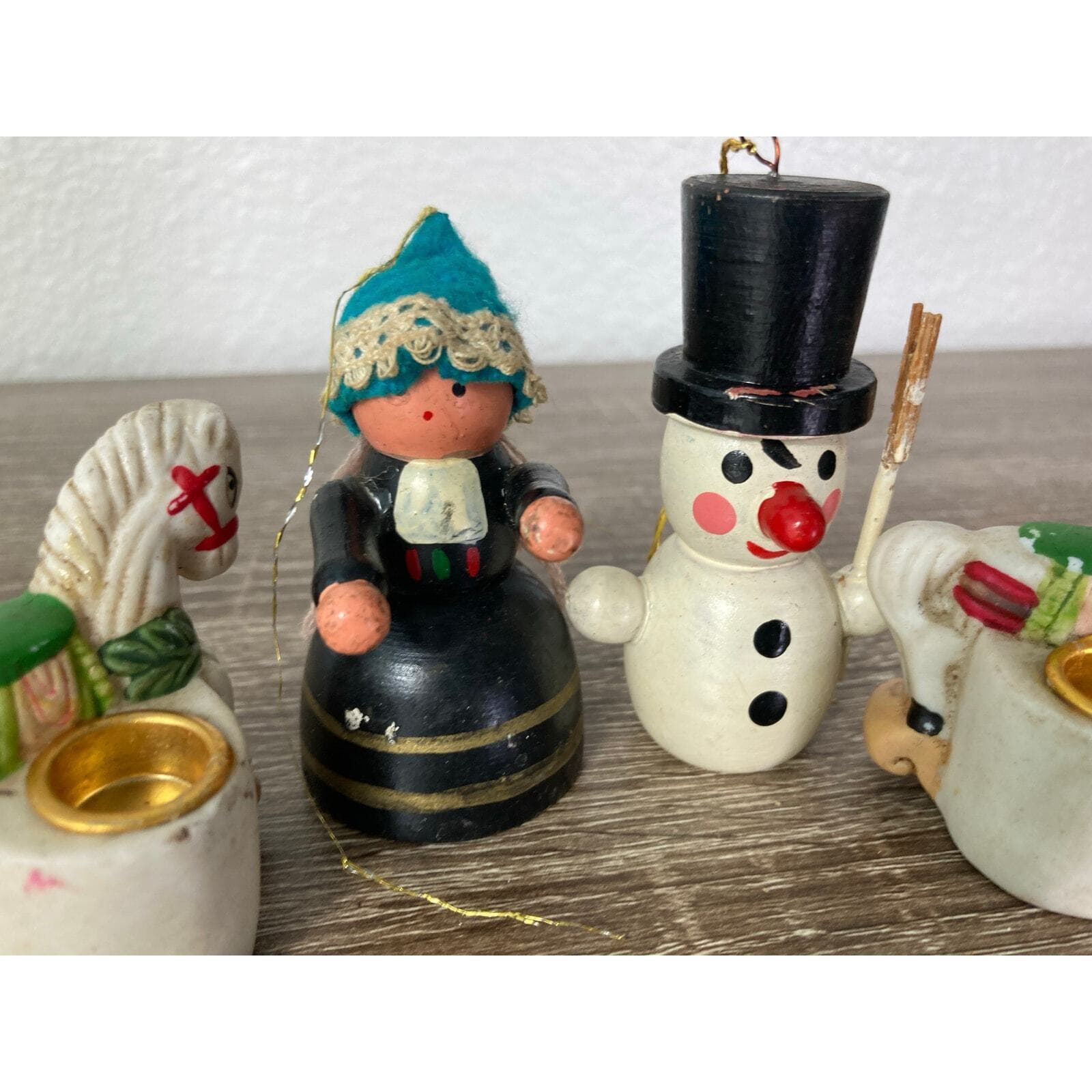 Vintage Christmas Figurine Set Hand-Painted Intricate Designs - Thumbnail 3