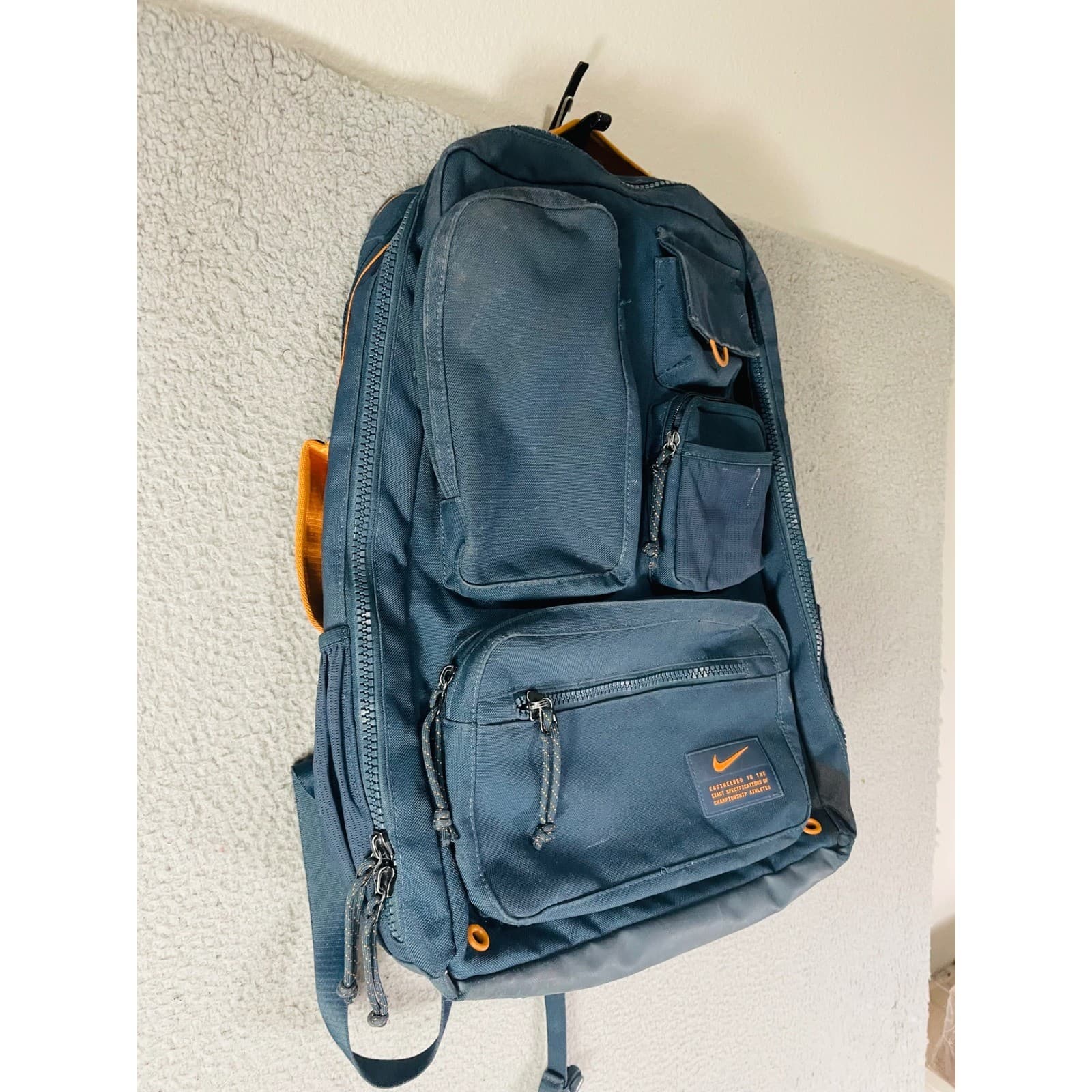 Nike Utility Elite Backpack Navy Blue Orange Training Gym Laptop Bag Air Max - Thumbnail 10