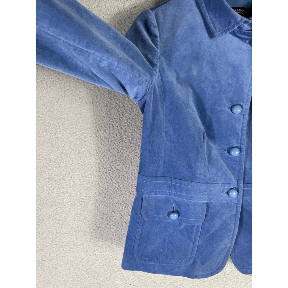 Talbots Womens Blue Corduroy Utility Jacket Mock Neck Button Front Size 8 - Thumbnail 9