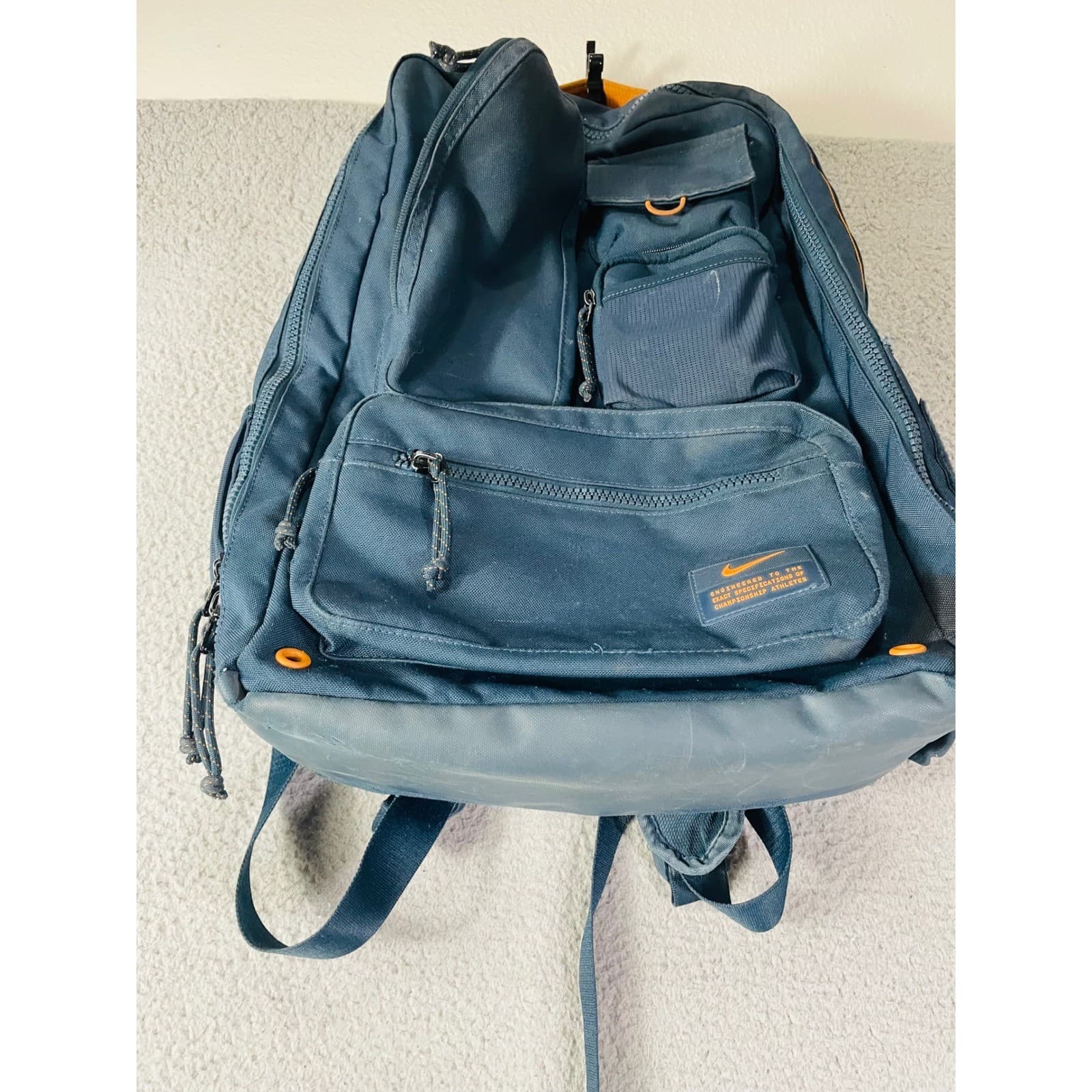 Nike Utility Elite Backpack Navy Blue Orange Training Gym Laptop Bag Air Max - Thumbnail 12