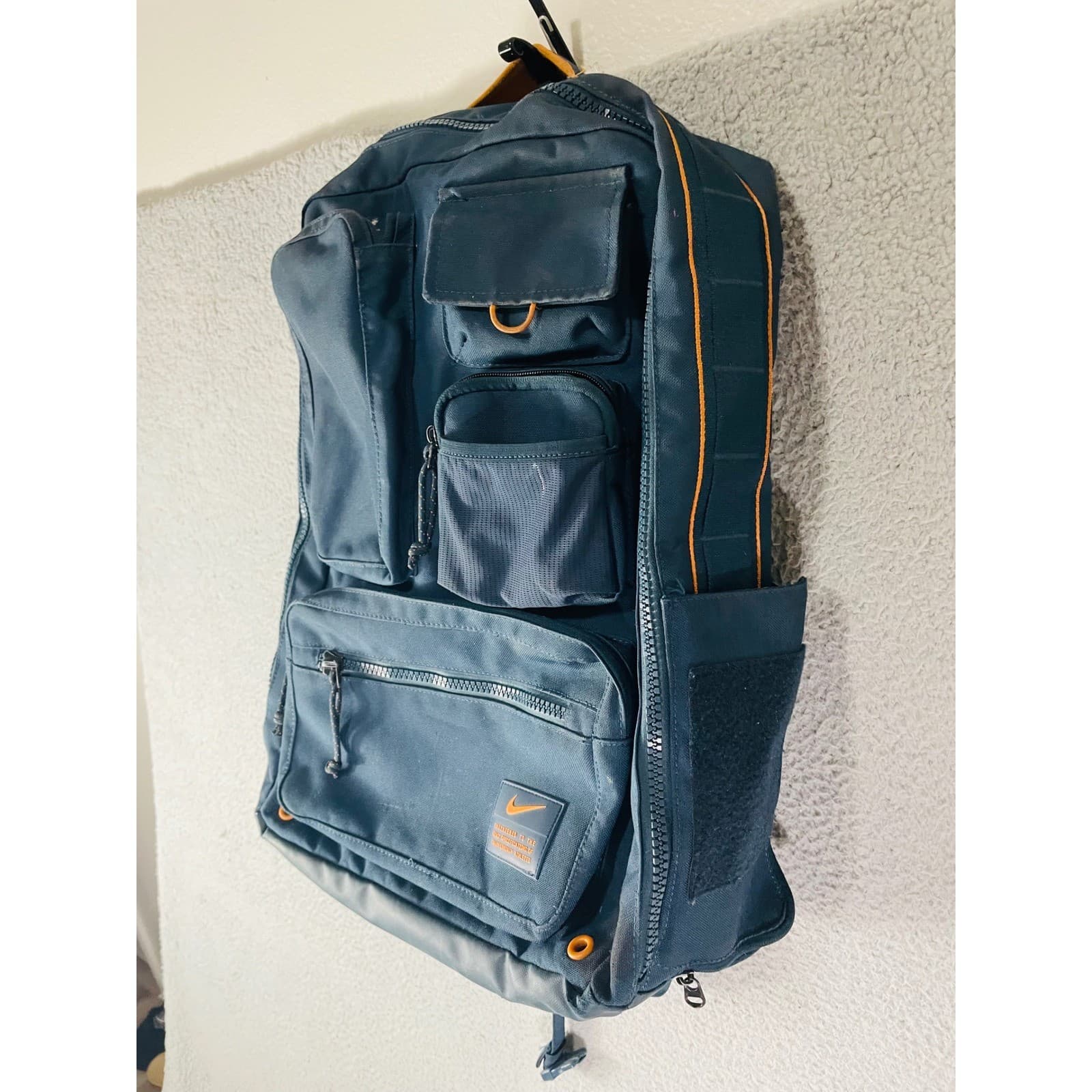 Nike Utility Elite Backpack Navy Blue Orange Training Gym Laptop Bag Air Max - Thumbnail 9