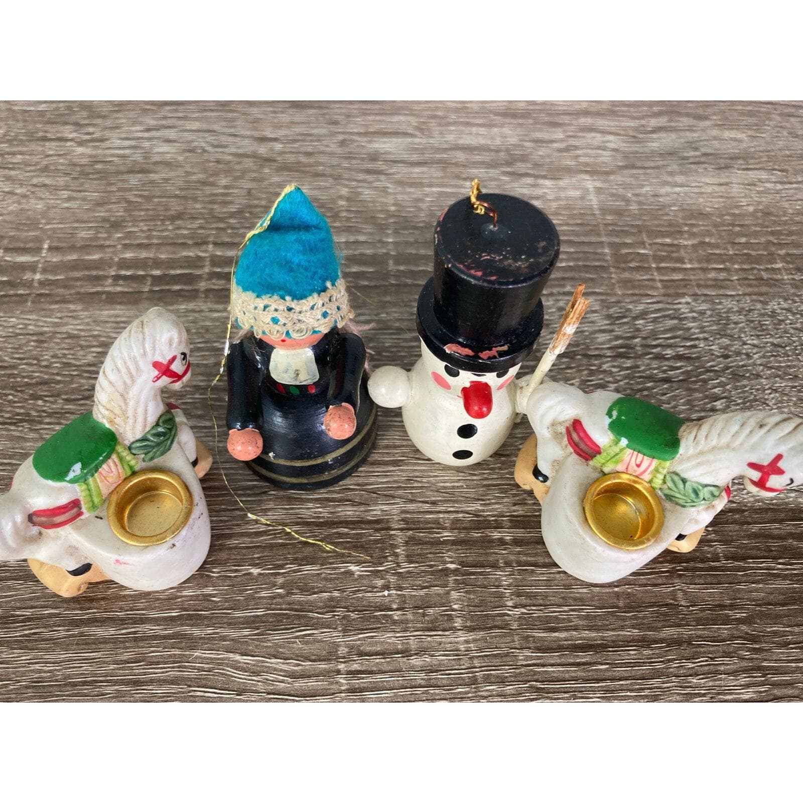 Vintage Christmas Figurine Set Hand-Painted Intricate Designs - Thumbnail 5
