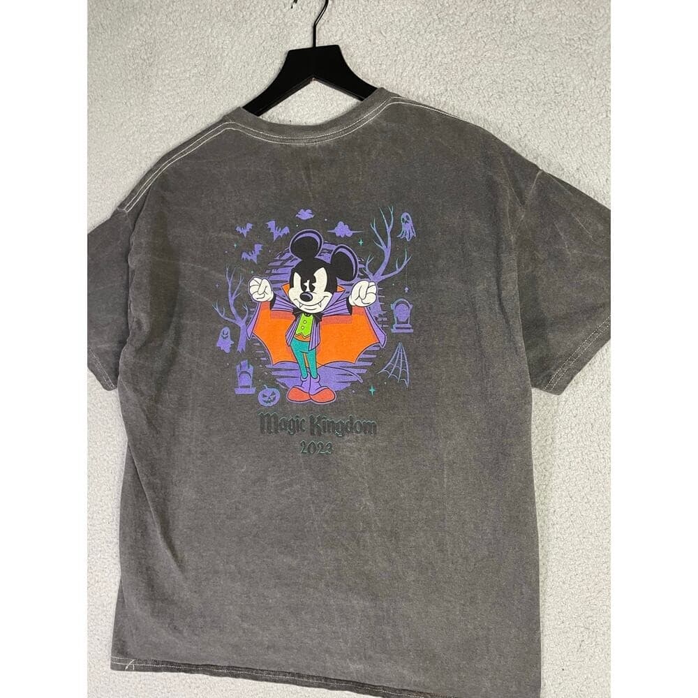 Disney Magic Kingdom Halloween Party 2023 Vampire Mickey T-Shirt Unisex XL Gray - Thumbnail 6