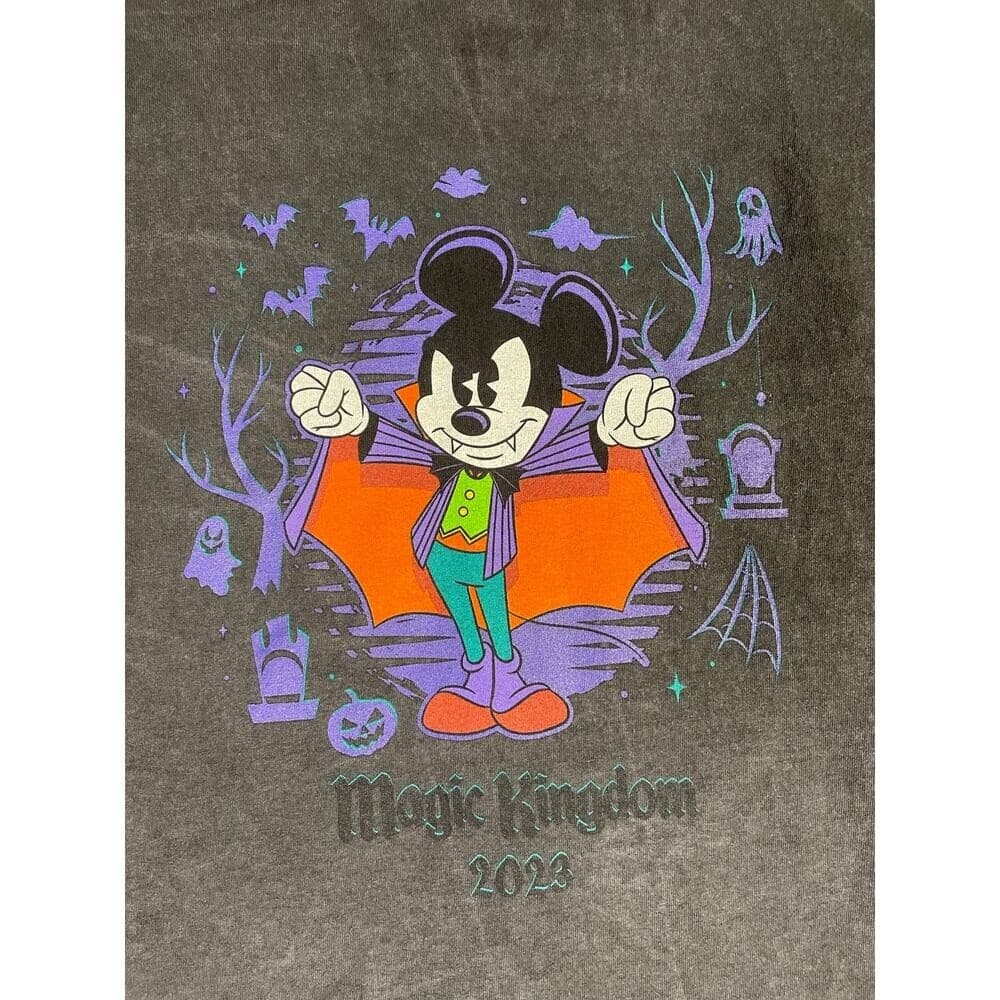 Disney Magic Kingdom Halloween Party 2023 Vampire Mickey T-Shirt Unisex XL Gray - Thumbnail 2