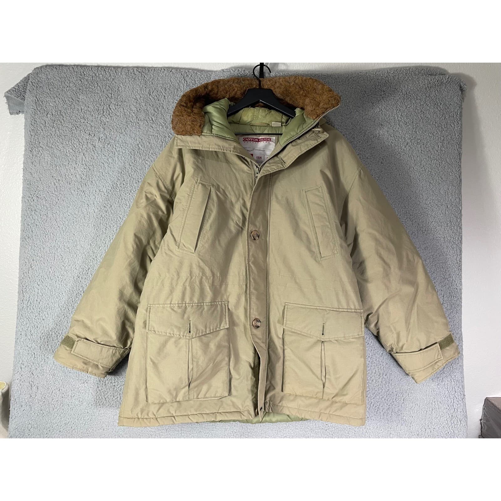 Canyon Guide Outfitters Expedition Supply Parka Mens XL Khaki Faux Shearling - Thumbnail 7