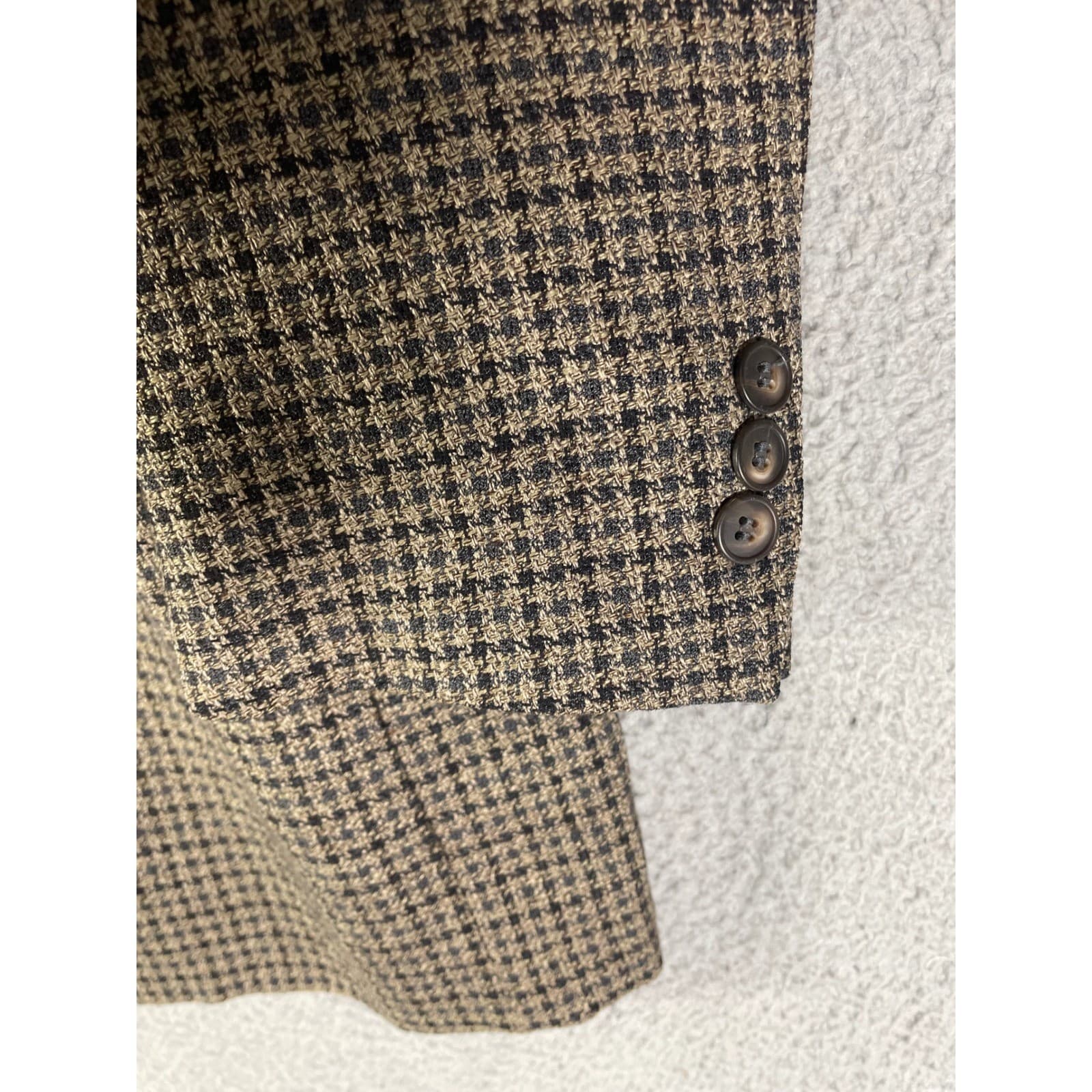 Mens 44R Vito Rufolo Houndstooth Wool Sport Coat Blazer Made Italy Brown Gray - Thumbnail 14