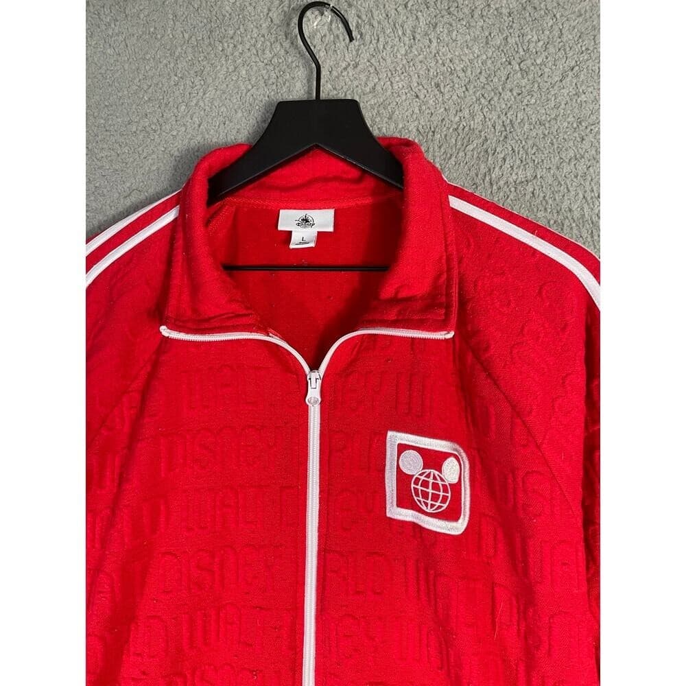 Walt Disney World Red Track Jacket Embossed Zip Varsity Unisex Adult Large - Thumbnail 2