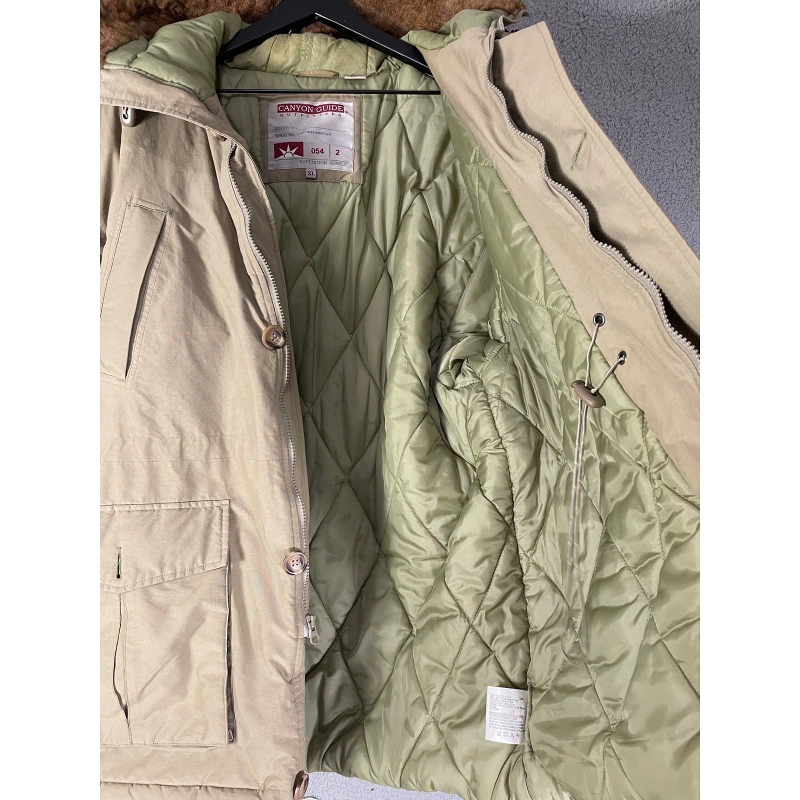 Canyon Guide Outfitters Expedition Supply Parka Mens XL Khaki Faux Shearling - Thumbnail 12