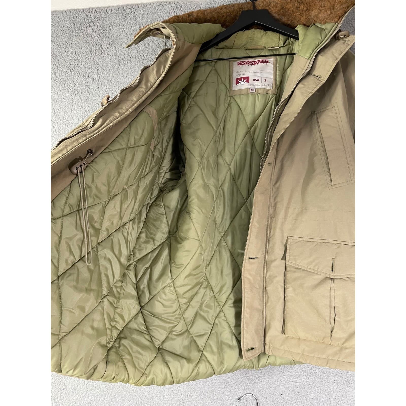 Canyon Guide Outfitters Expedition Supply Parka Mens XL Khaki Faux Shearling - Thumbnail 13
